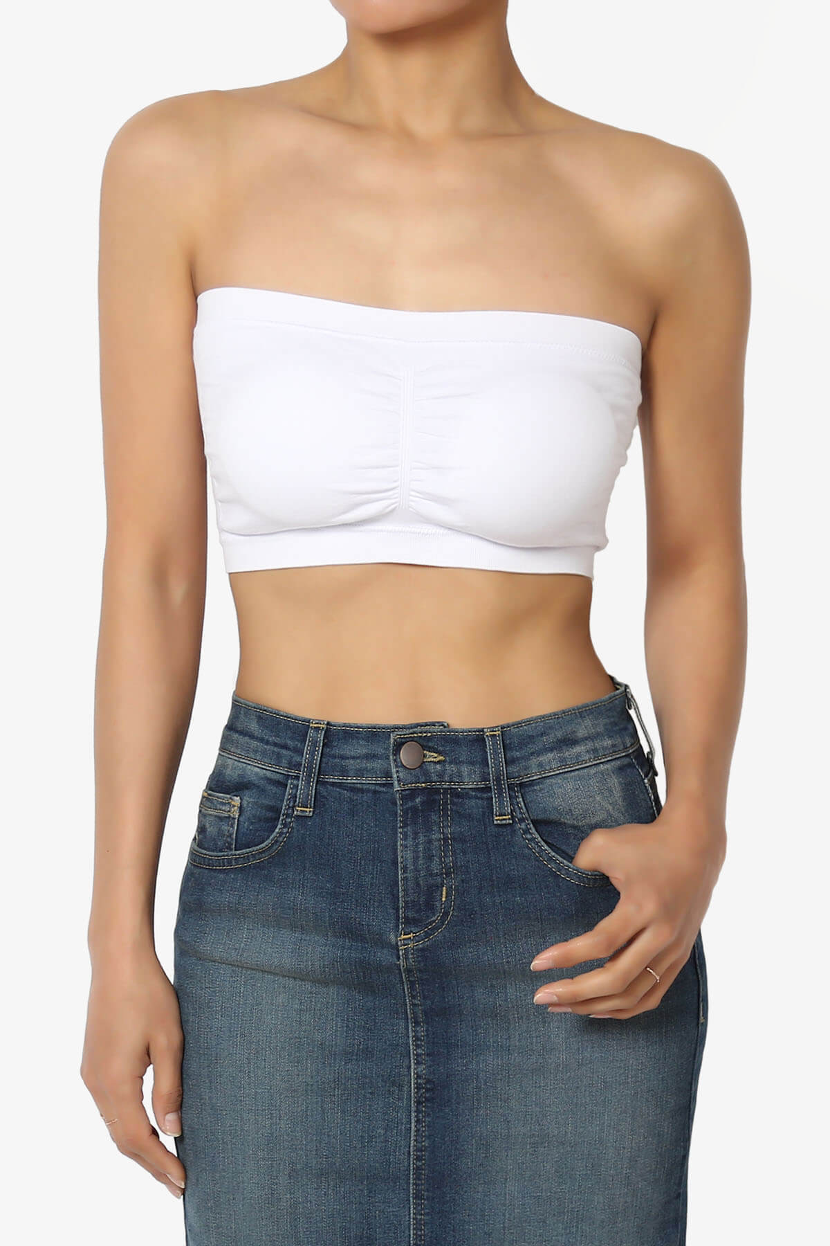 Load image into Gallery viewer, Candid Removable Pad Bandeau Bra Top WHITE_1
