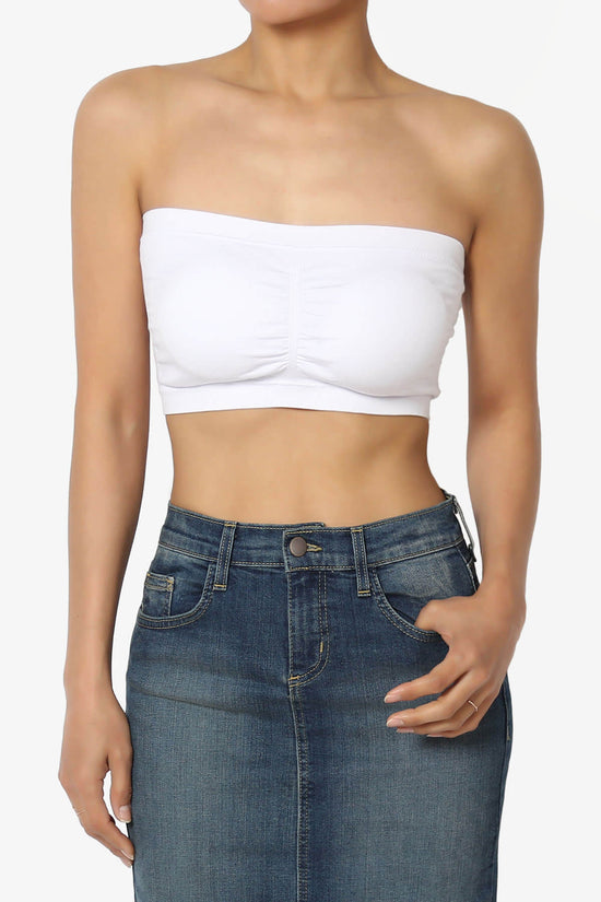 Candid Removable Pad Bandeau Bra Top WHITE_1
