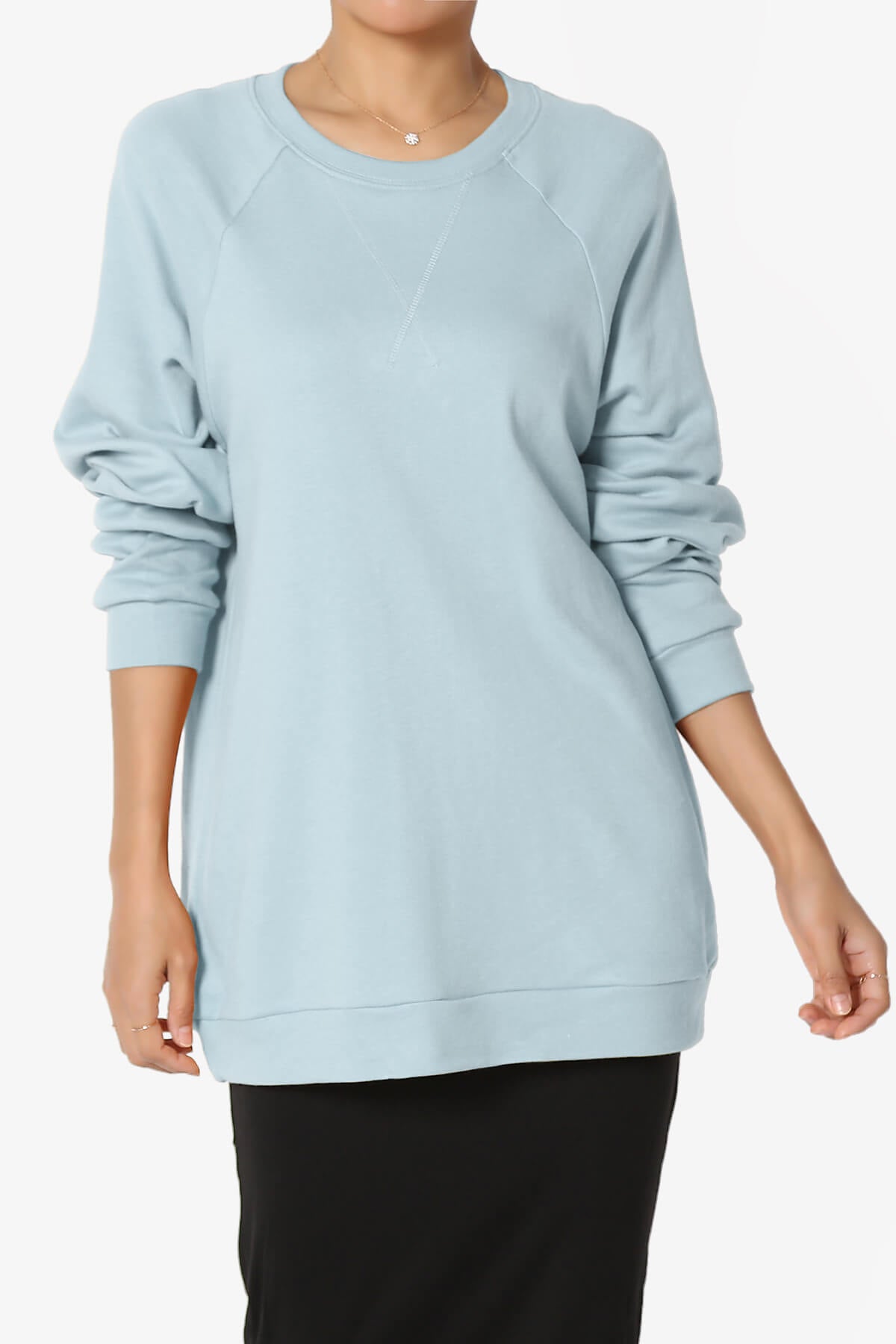 Carlene Cotton Raglan Sleeve Pullover Top ASH BLUE_1