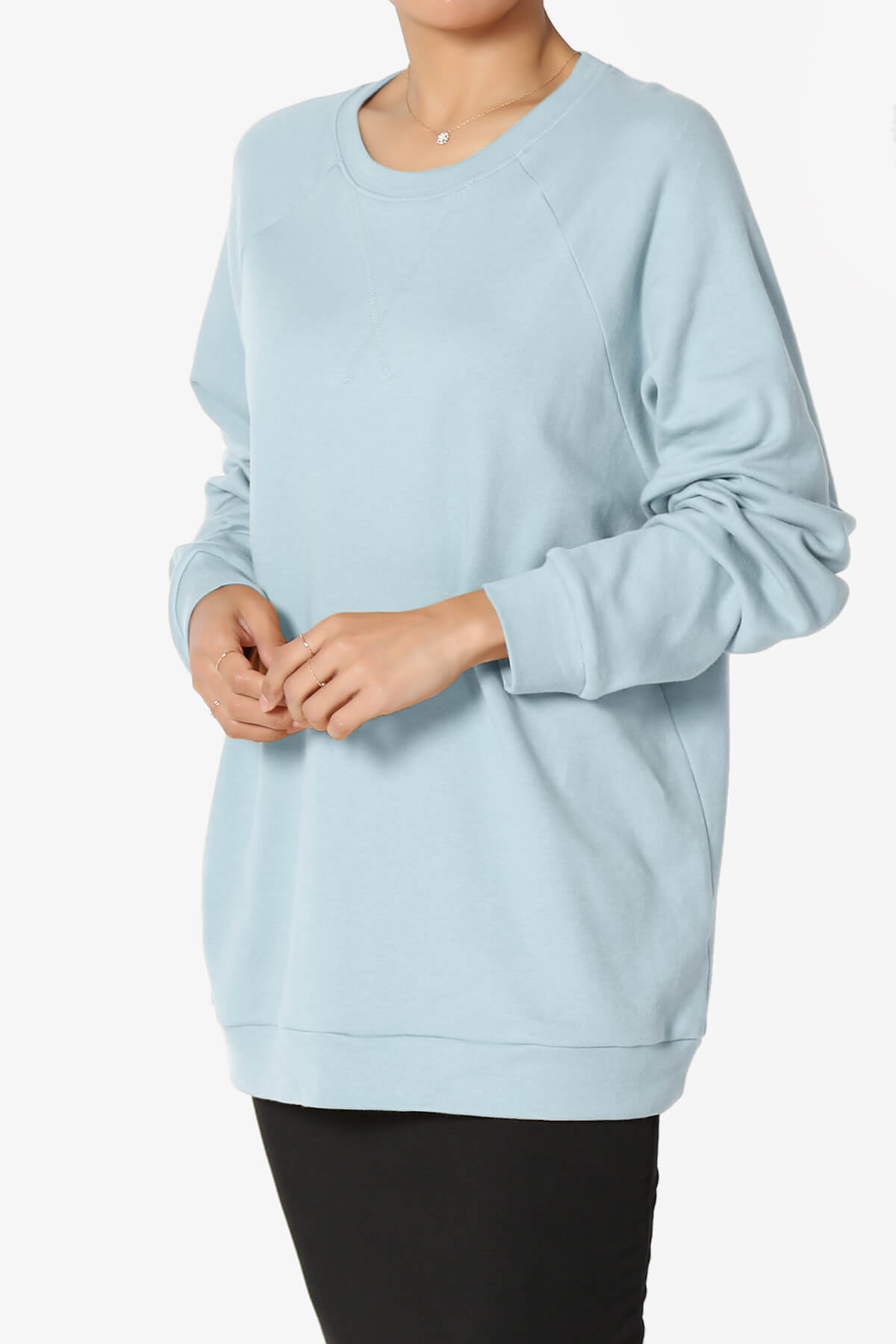 Load image into Gallery viewer, Carlene Cotton Raglan Sleeve Pullover Top ASH BLUE_3
