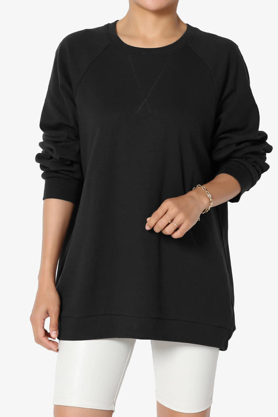 Carlene Cotton Raglan Sleeve Pullover Top BLACK_1