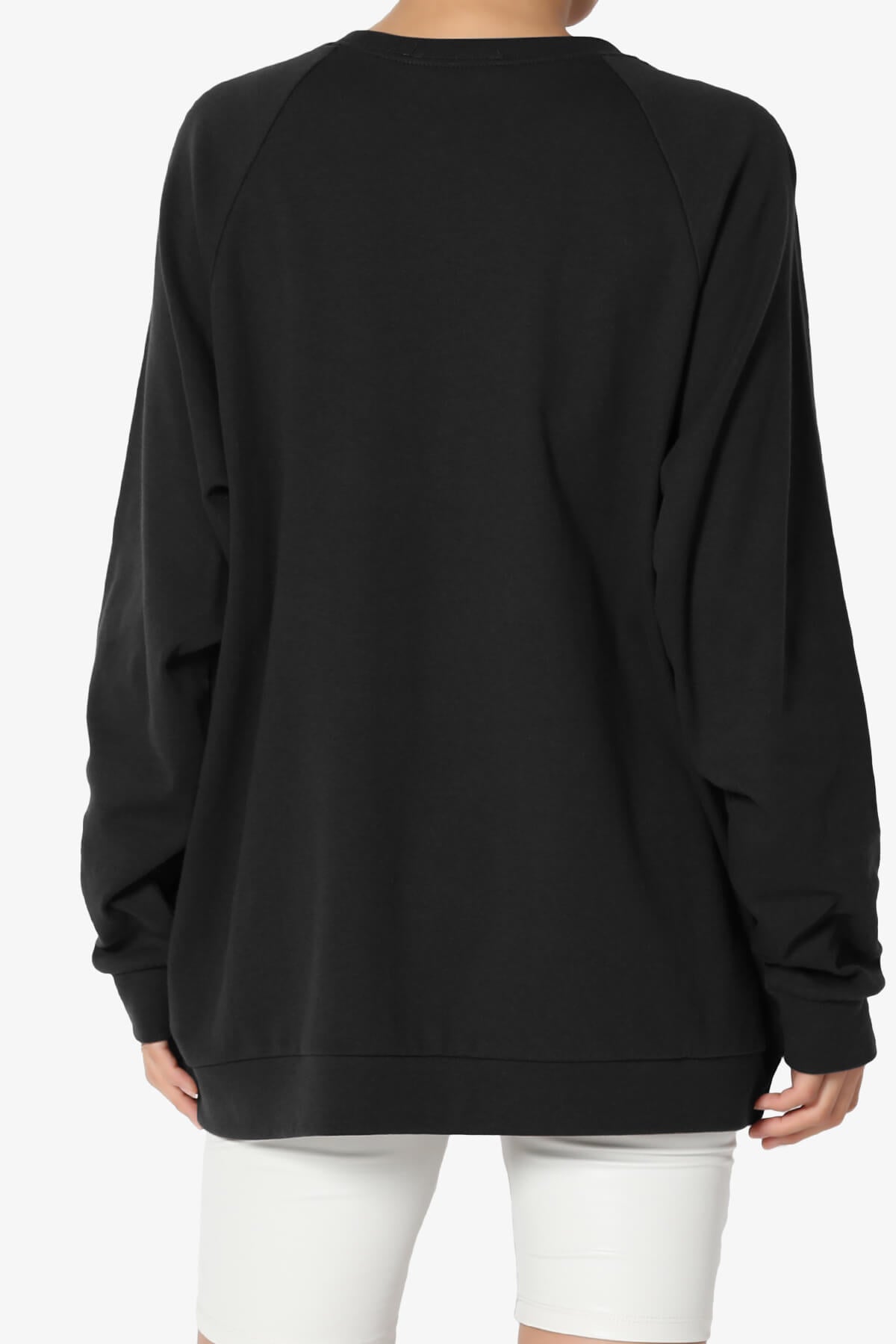 Carlene Cotton Raglan Sleeve Pullover Top BLACK_2
