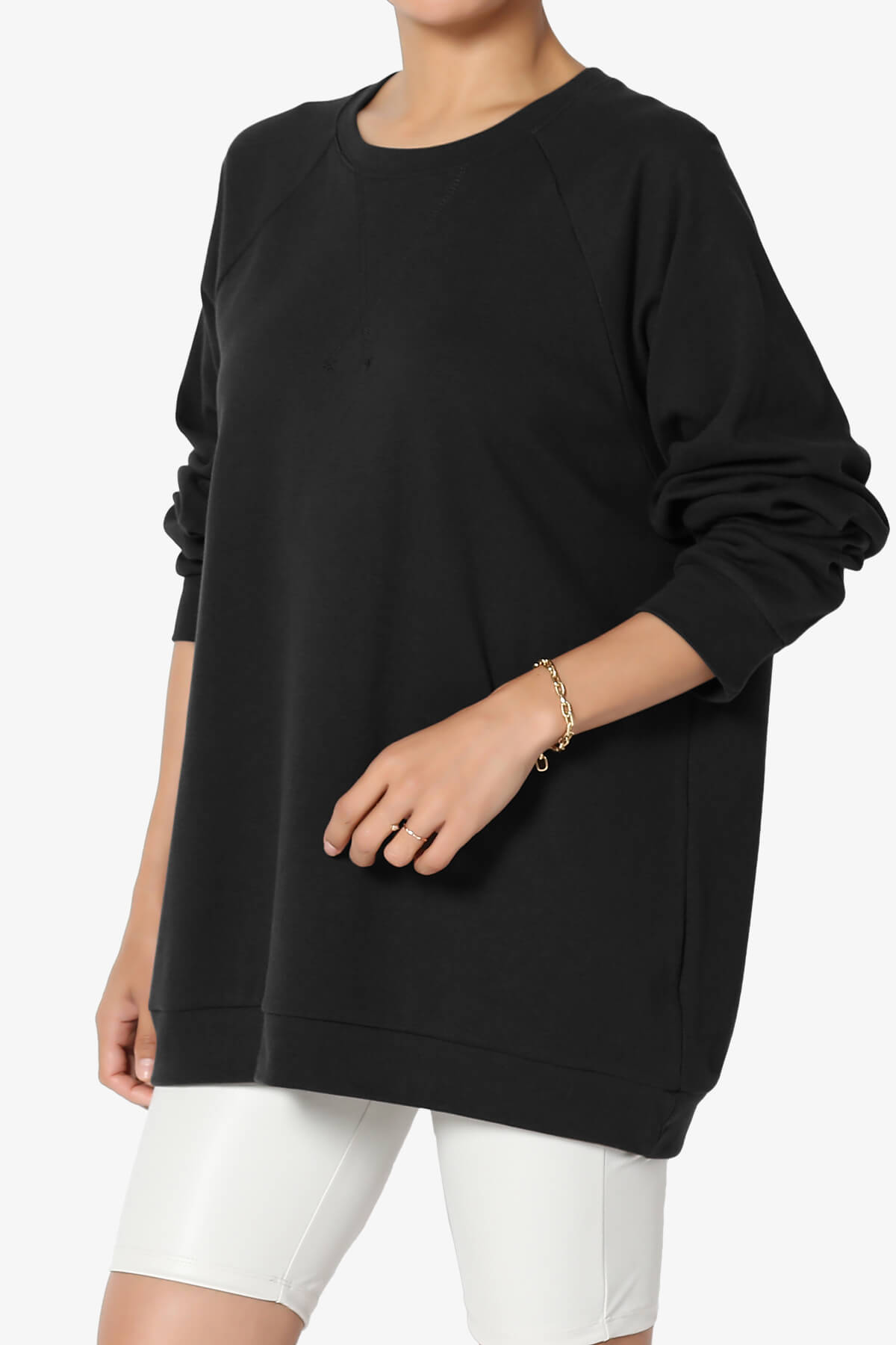 Carlene Cotton Raglan Sleeve Pullover Top BLACK_3