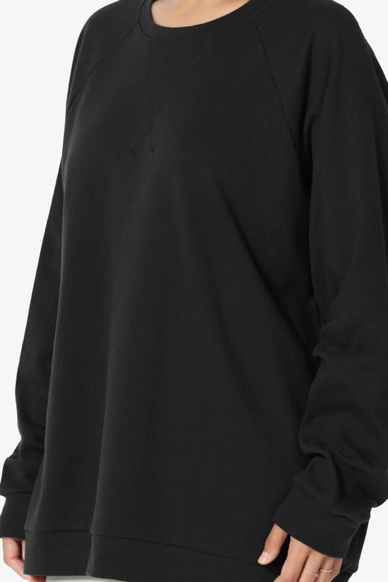 Carlene Cotton Raglan Sleeve Pullover Top BLACK_5
