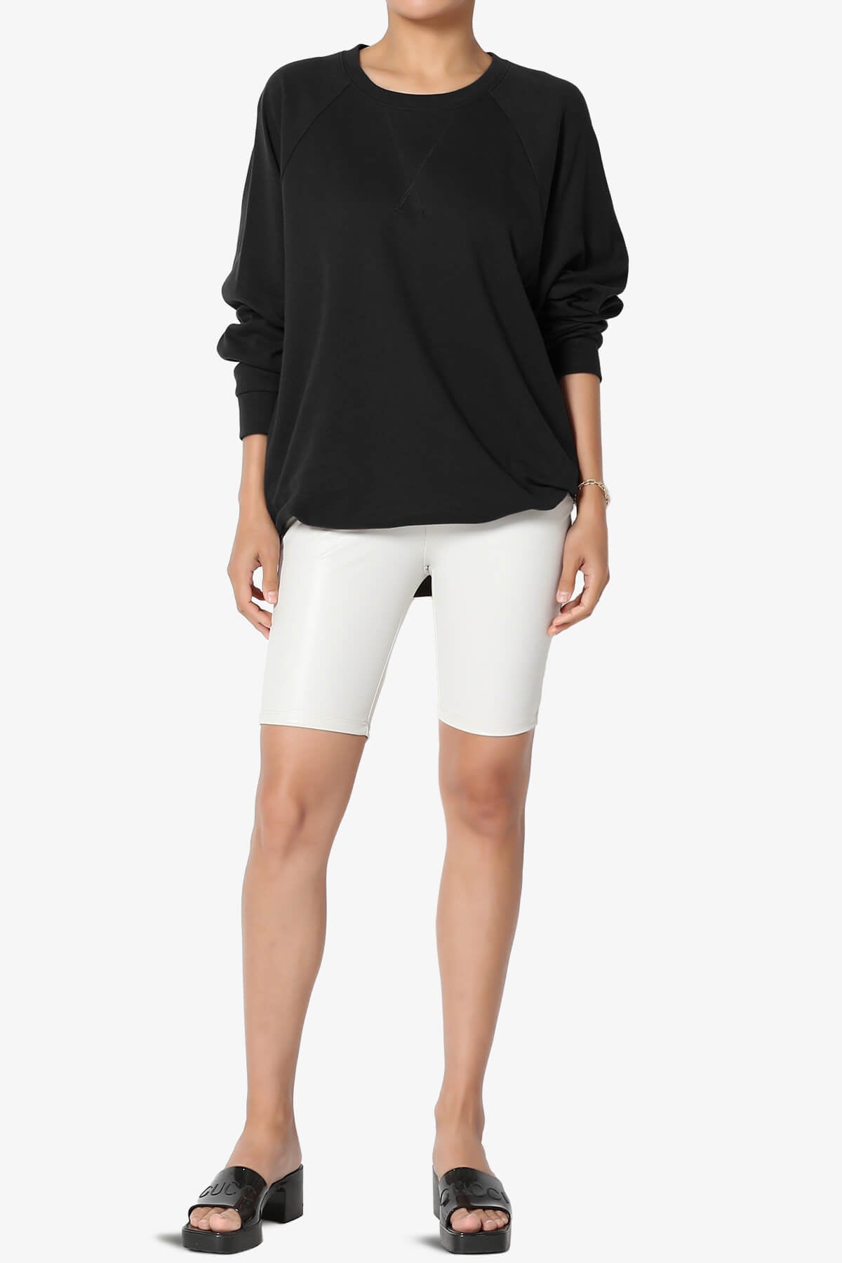 Carlene Cotton Raglan Sleeve Pullover Top BLACK_6