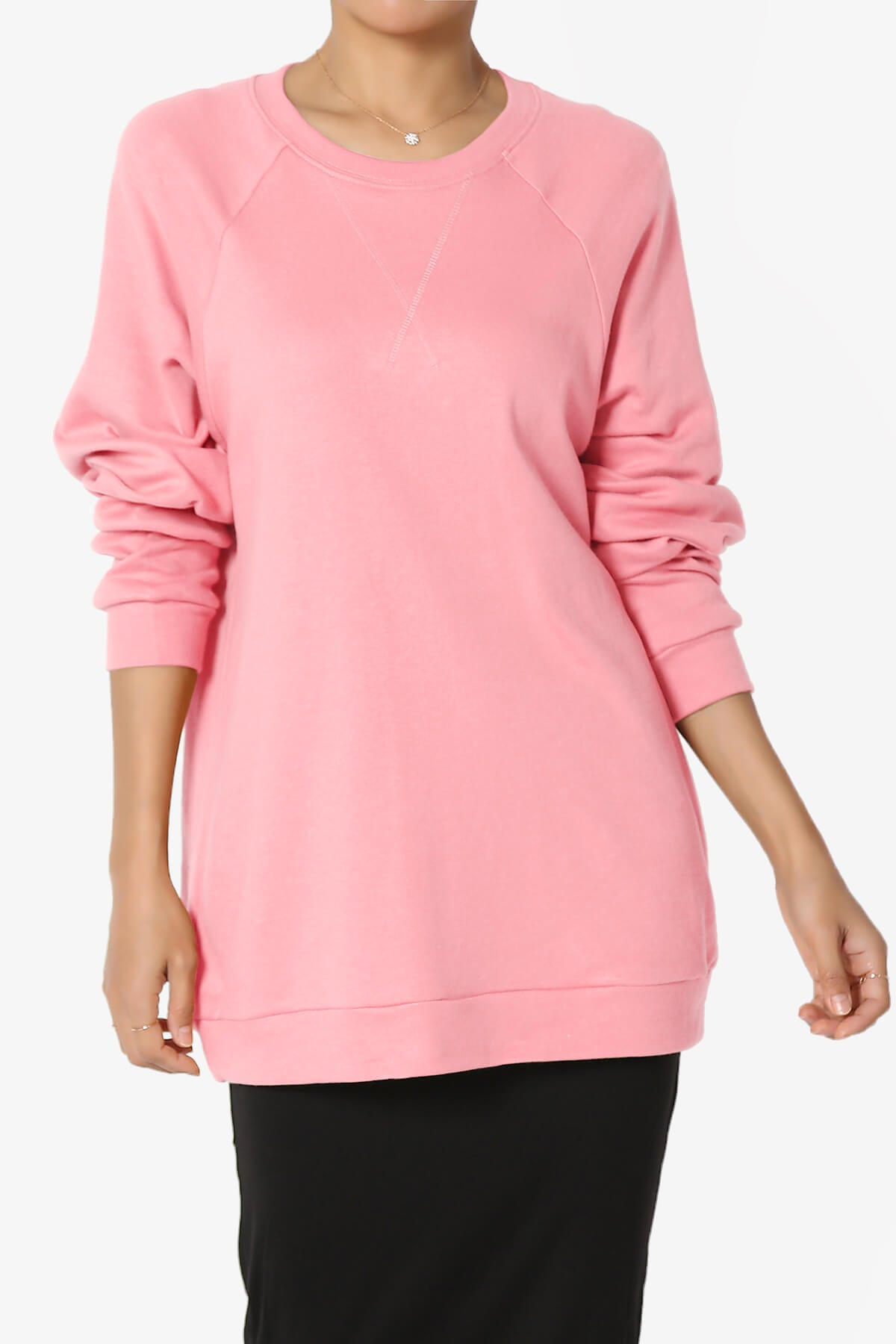 Carlene Cotton Raglan Sleeve Pullover Top BRIGHT PINK_1