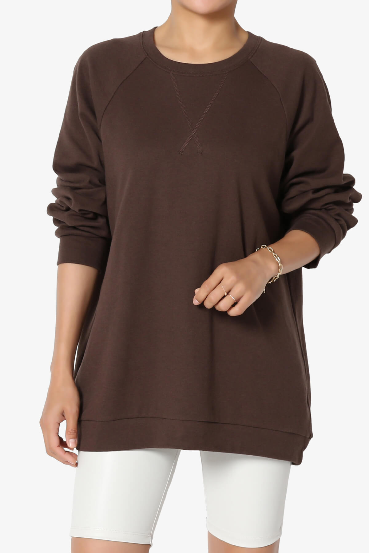 Carlene Cotton Raglan Sleeve Pullover Top BROWN_1