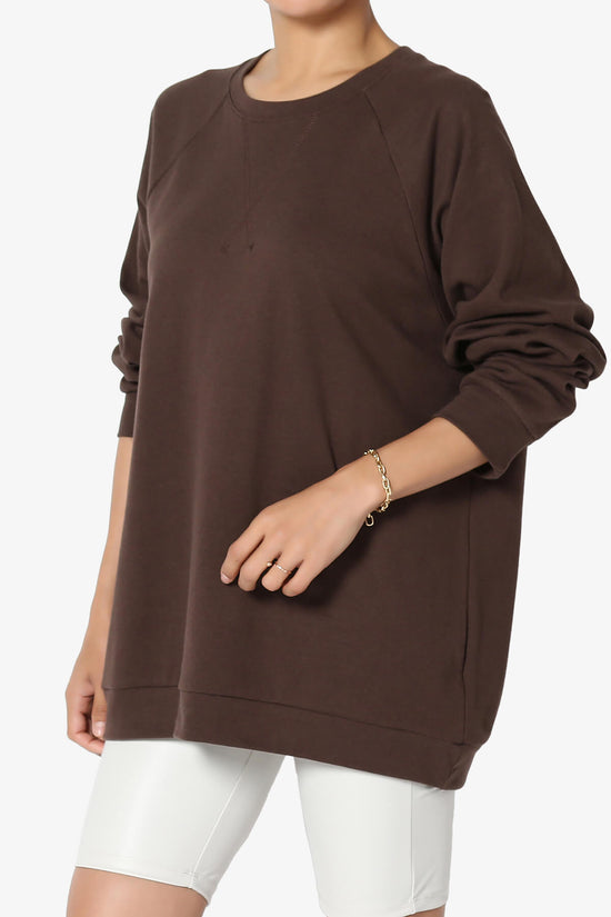 Carlene Cotton Raglan Sleeve Pullover Top BROWN_3