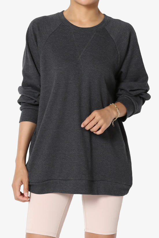 Load image into Gallery viewer, Carlene Cotton Raglan Sleeve Pullover Top CHARCOAL_1
