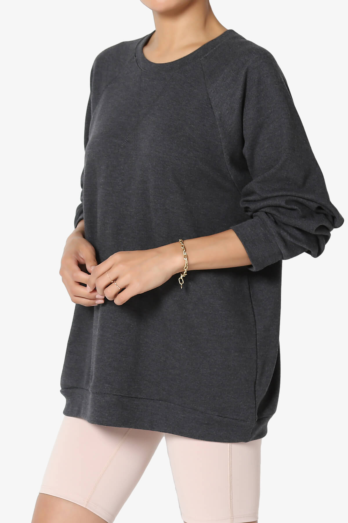 Carlene Cotton Raglan Sleeve Pullover Top CHARCOAL_3