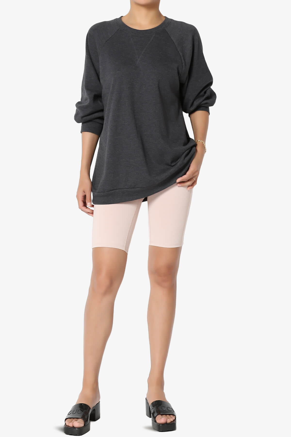 Carlene Cotton Raglan Sleeve Pullover Top CHARCOAL_6