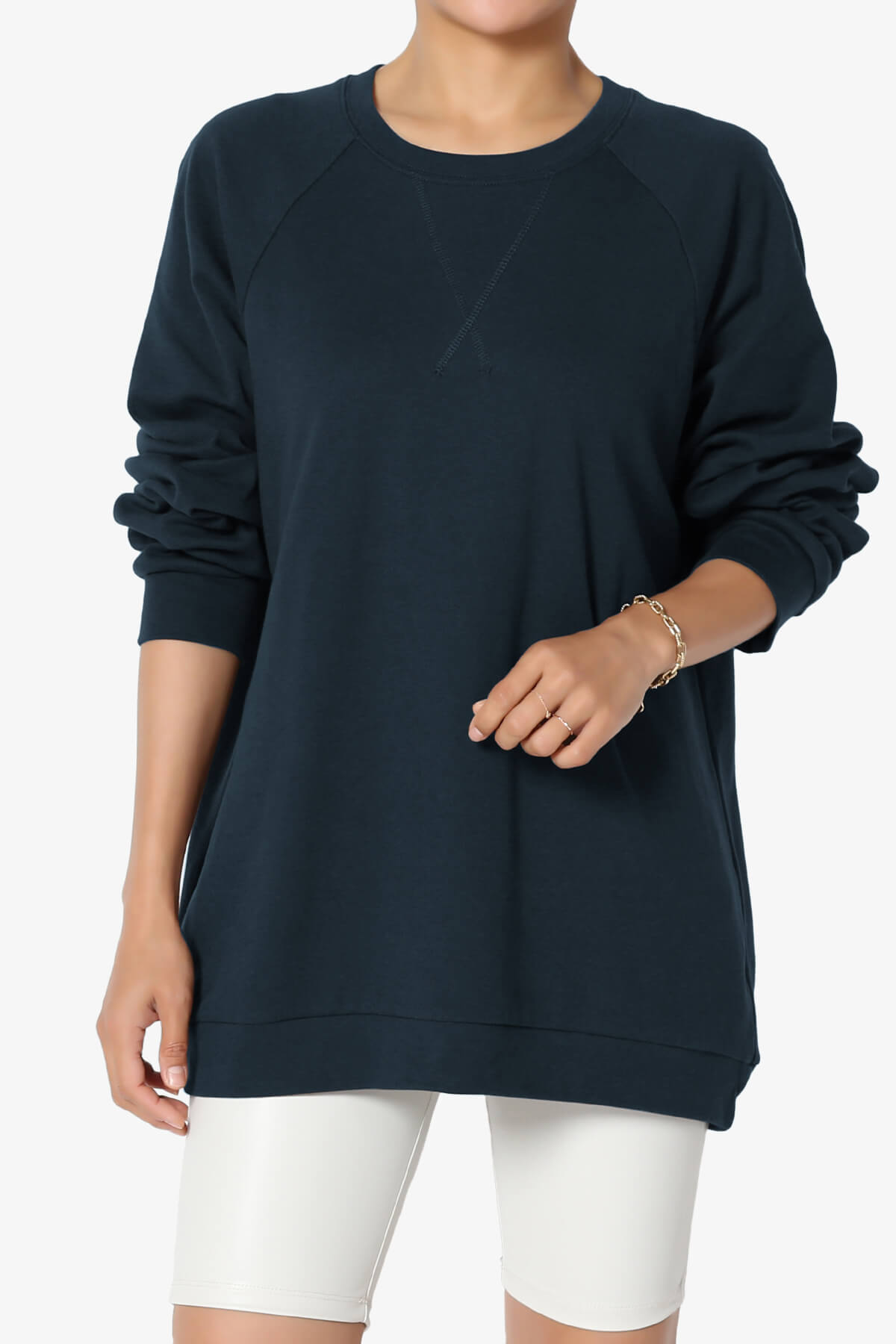 Carlene Cotton Raglan Sleeve Pullover Top DARK NAVY_1