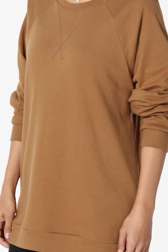 Carlene Cotton Raglan Sleeve Pullover Top DEEP CAMEL_5