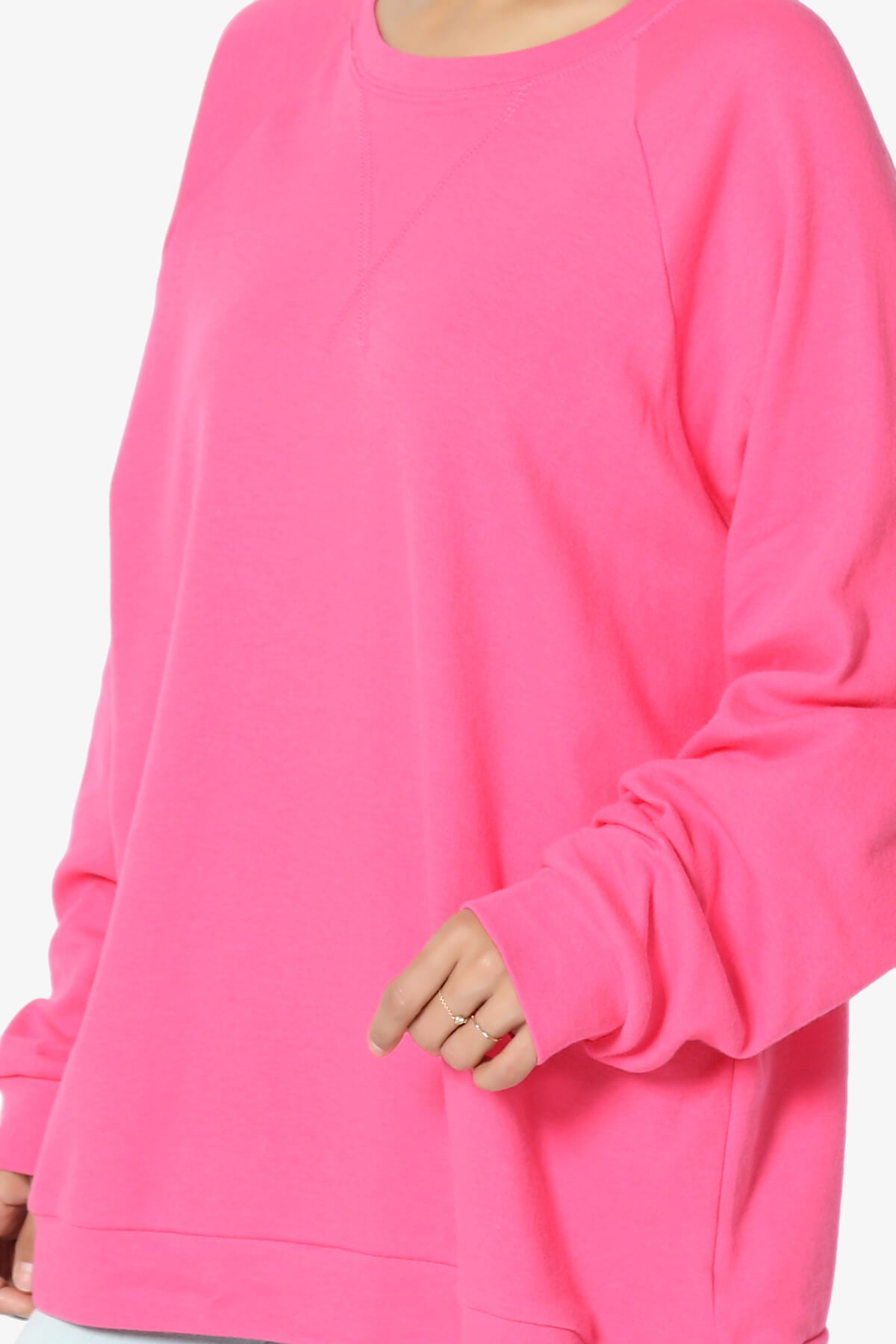 Carlene Cotton Raglan Sleeve Pullover Top FUCHSIA_5