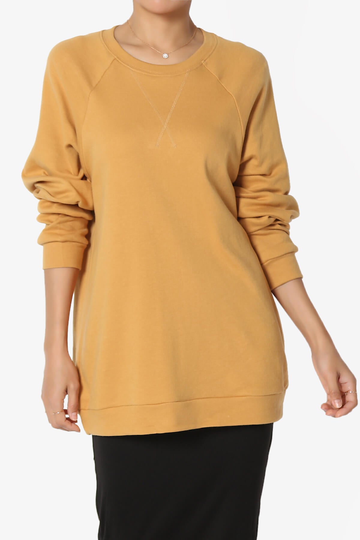 Carlene Cotton Raglan Sleeve Pullover Top GOLDEN MUSTARD_1
