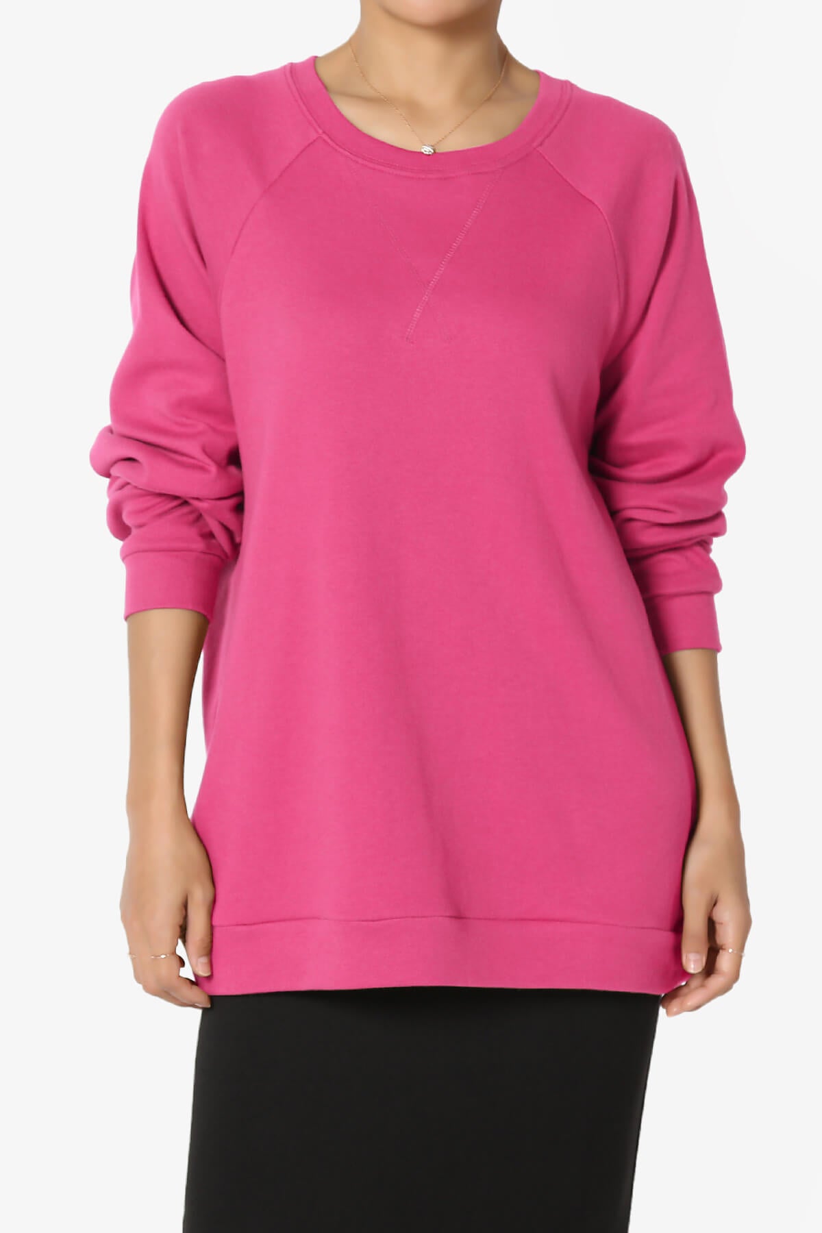 Carlene Cotton Raglan Sleeve Pullover Top HOT PINK_1