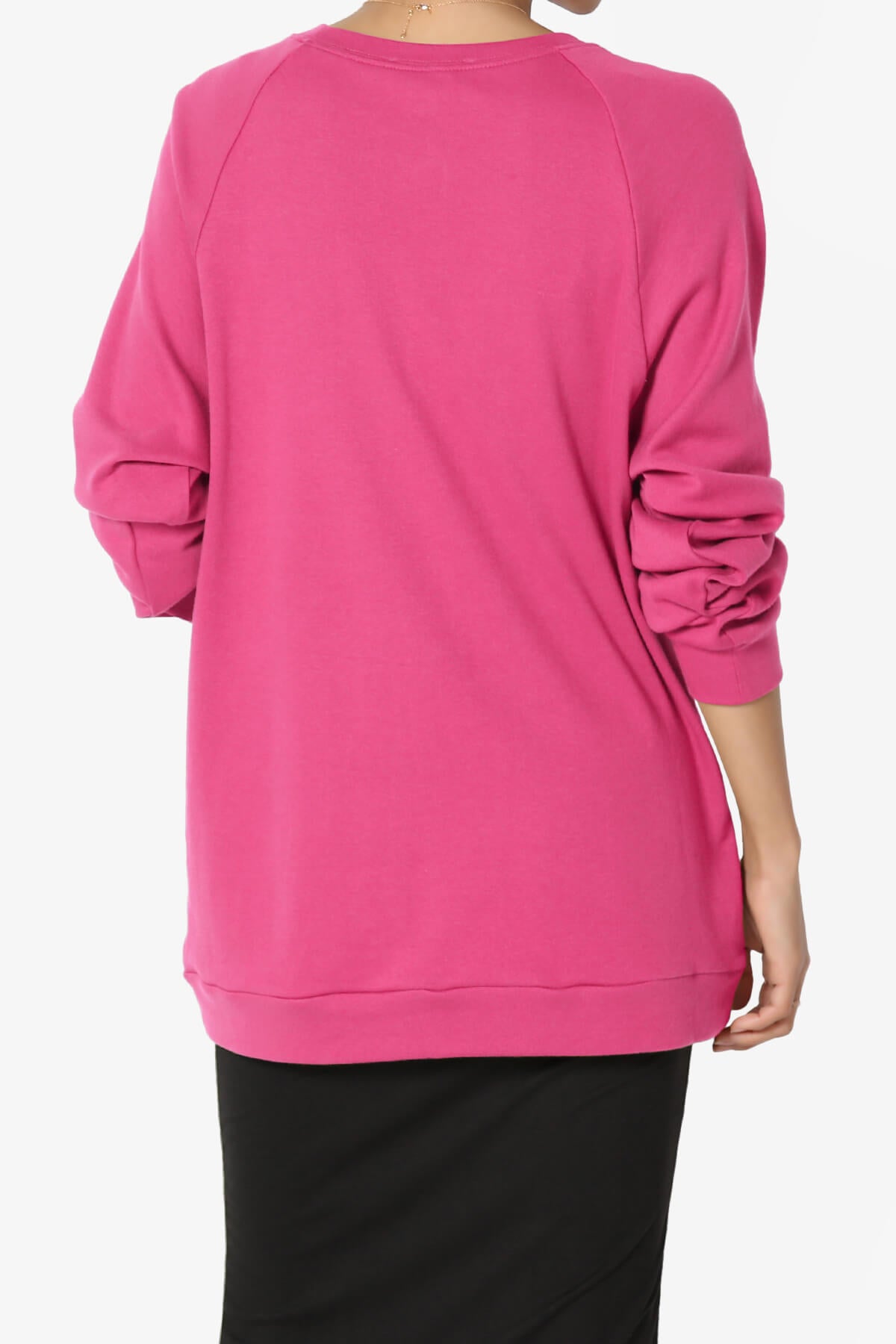 Carlene Cotton Raglan Sleeve Pullover Top HOT PINK_2