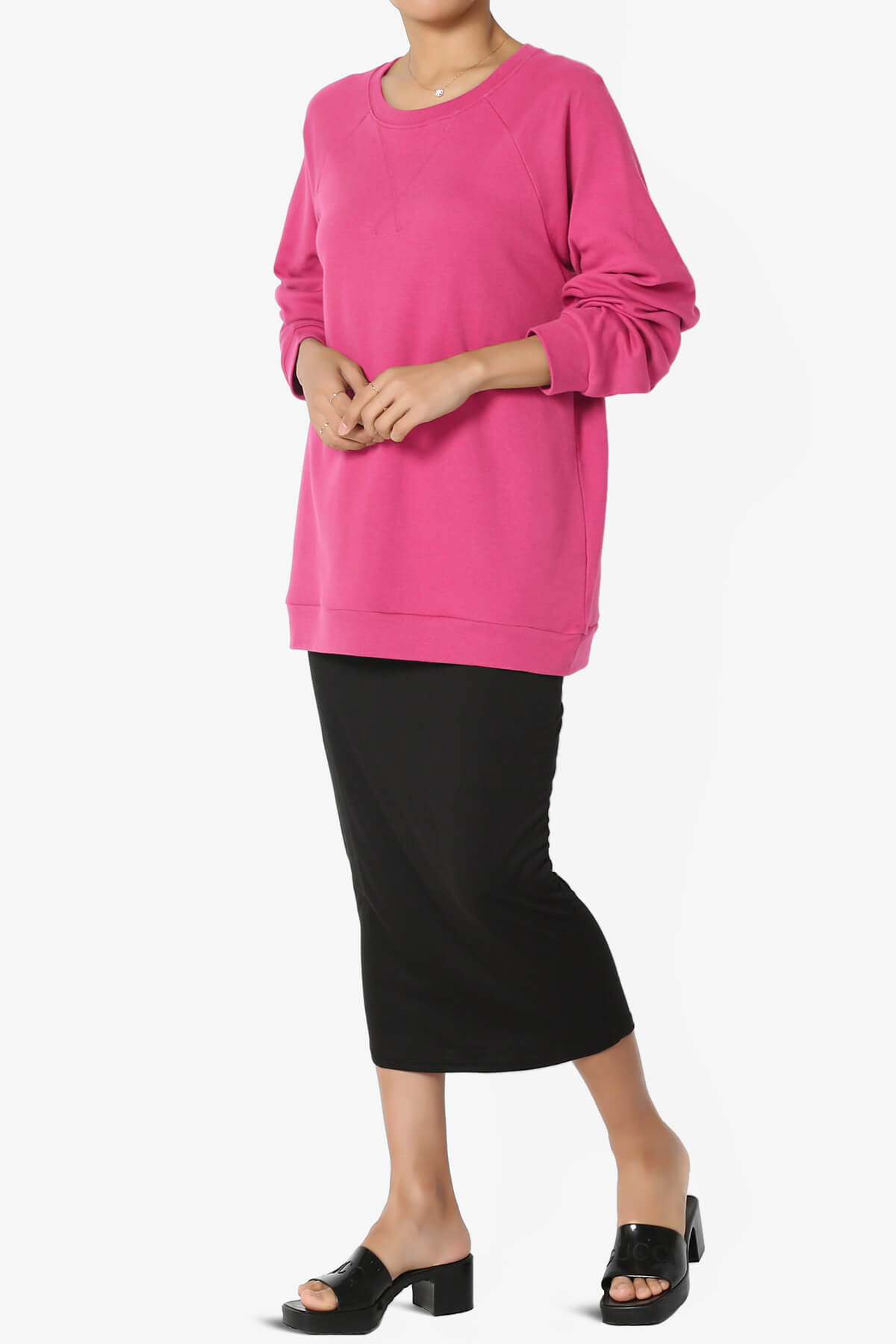 Carlene Cotton Raglan Sleeve Pullover Top HOT PINK_6