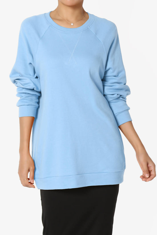 Carlene Cotton Raglan Sleeve Pullover Top LIGHT BLUE_1
