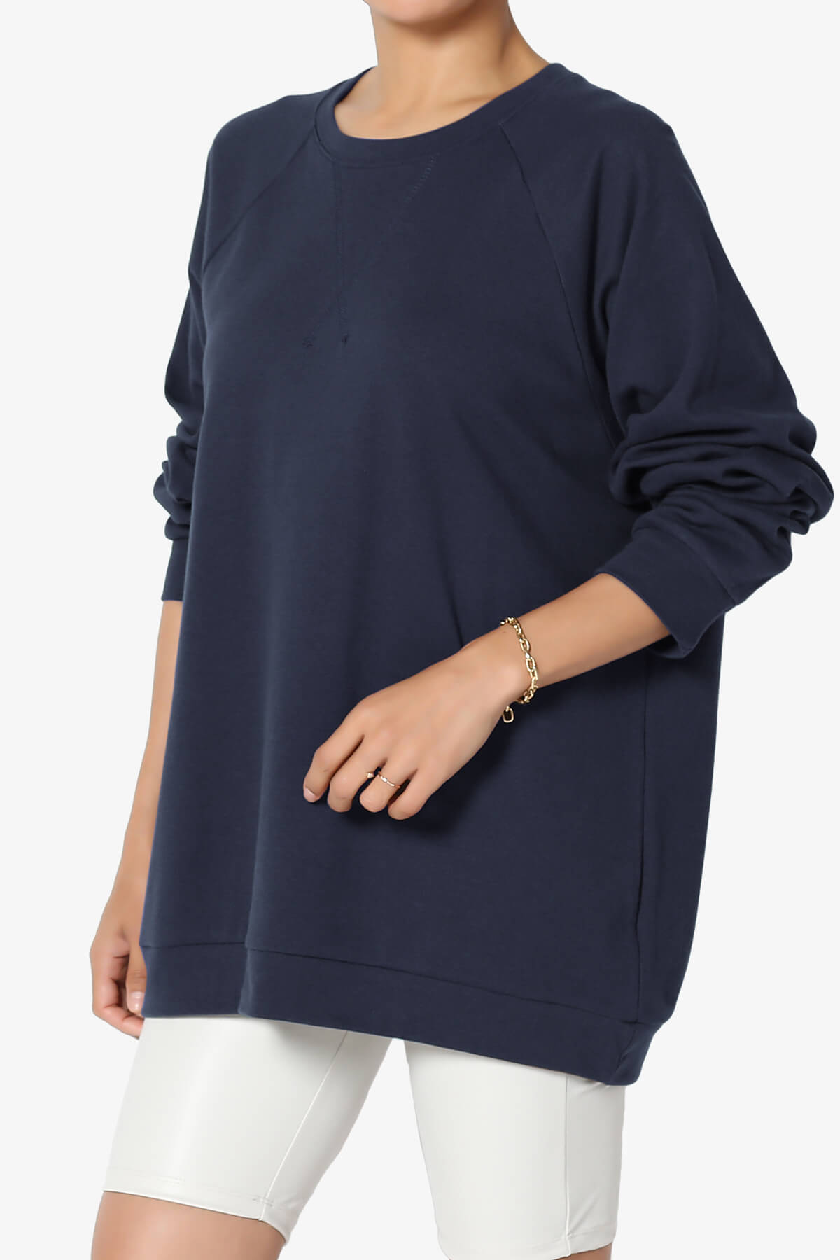 Load image into Gallery viewer, Carlene Cotton Raglan Sleeve Pullover Top NAVY_3
