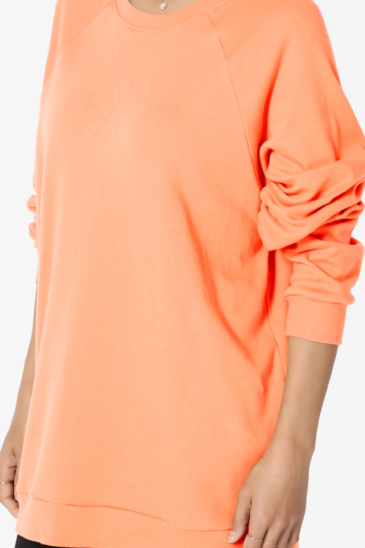 Carlene Cotton Raglan Sleeve Pullover Top NEON CORAL_5