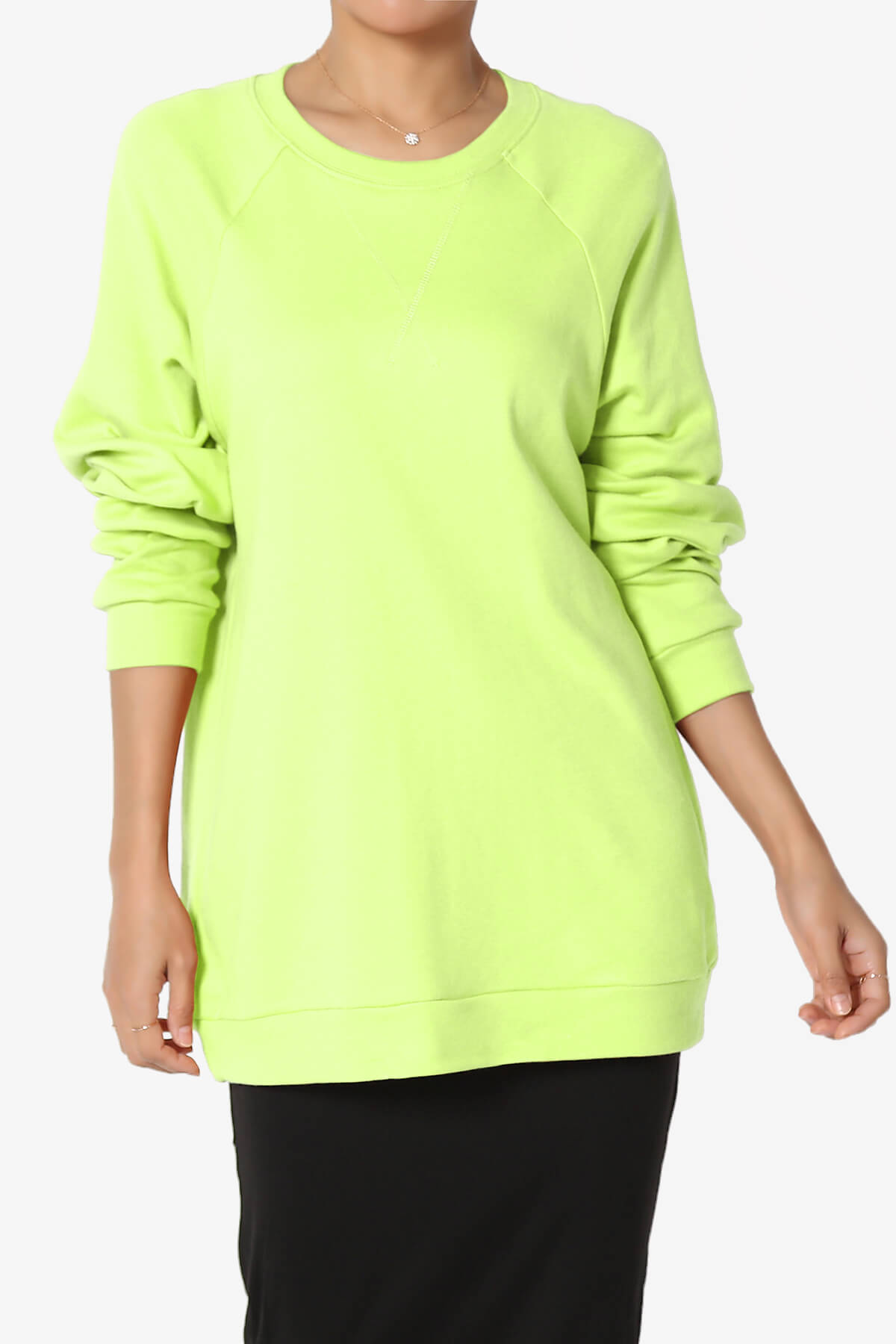 Carlene Cotton Raglan Sleeve Pullover Top NEON GREEN_1