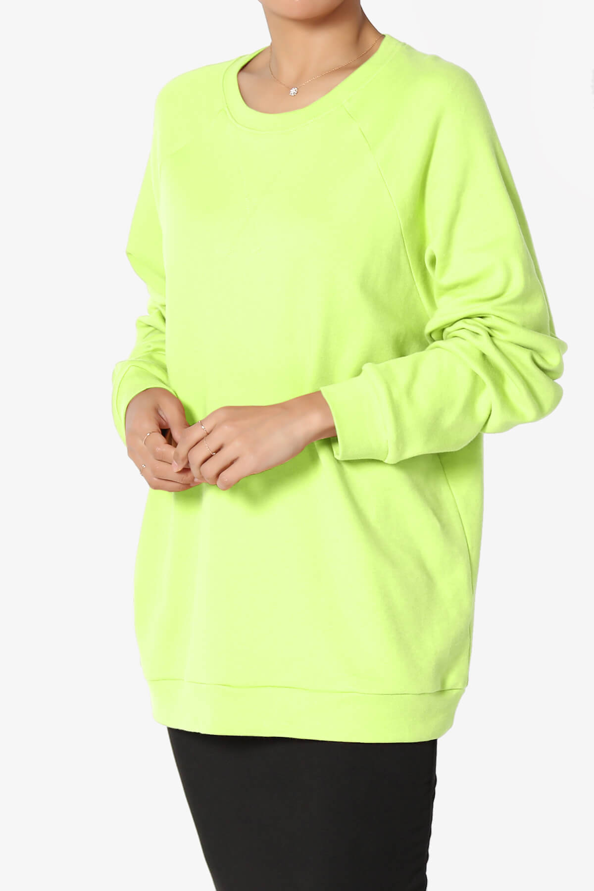 Carlene Cotton Raglan Sleeve Pullover Top NEON GREEN_3