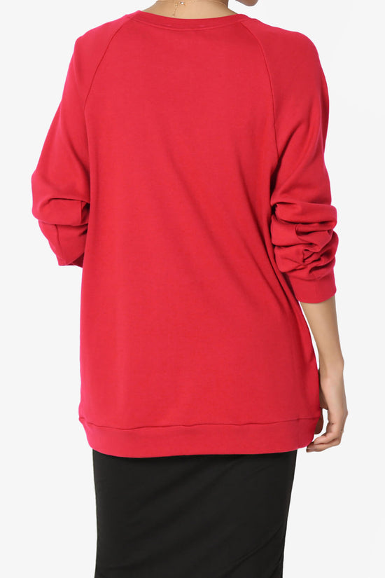 Carlene Cotton Raglan Sleeve Pullover Top RED_2