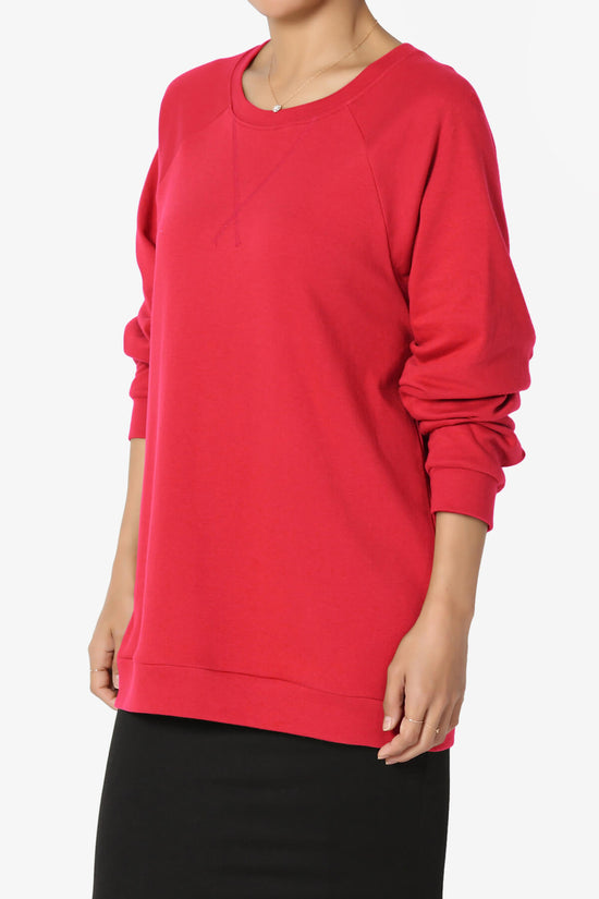 Carlene Cotton Raglan Sleeve Pullover Top RED_3