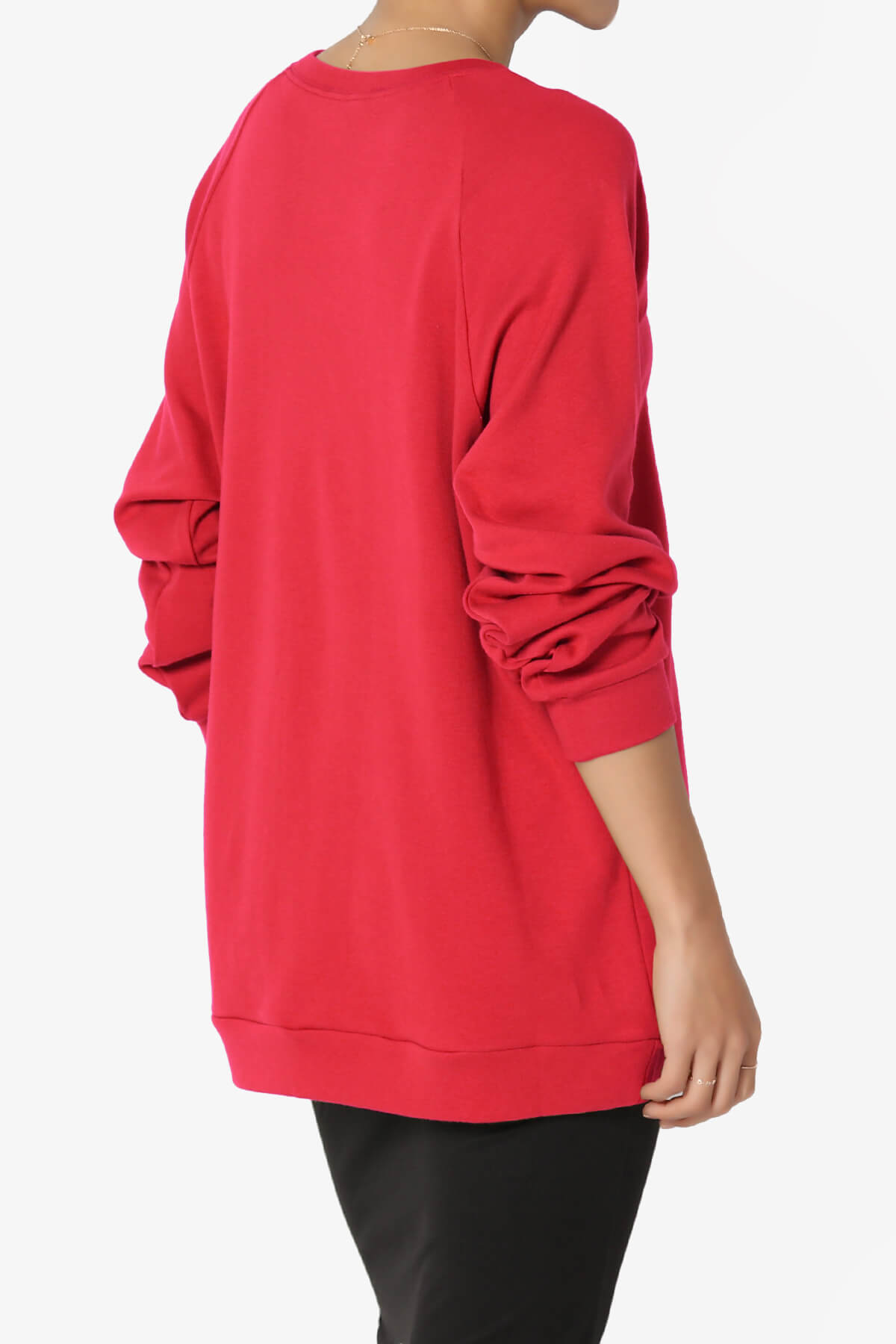 Carlene Cotton Raglan Sleeve Pullover Top RED_4