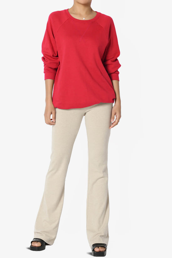 Carlene Cotton Raglan Sleeve Pullover Top RED_6