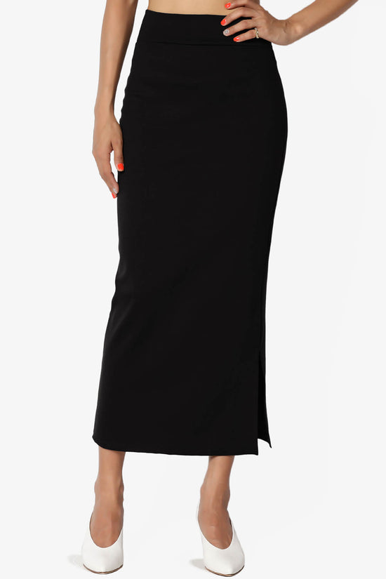 Carleta Mid Calf Pencil Skirt BLACK_1
