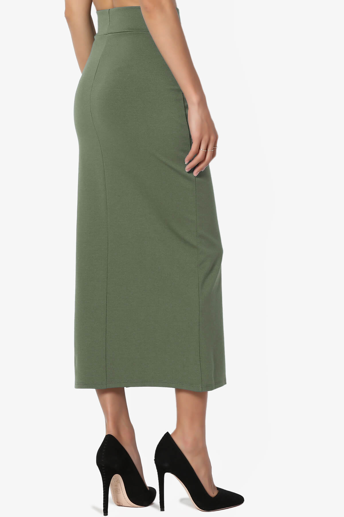 Load image into Gallery viewer, Carleta Mid Calf Pencil Skirt DUSTY OLIVE_4
