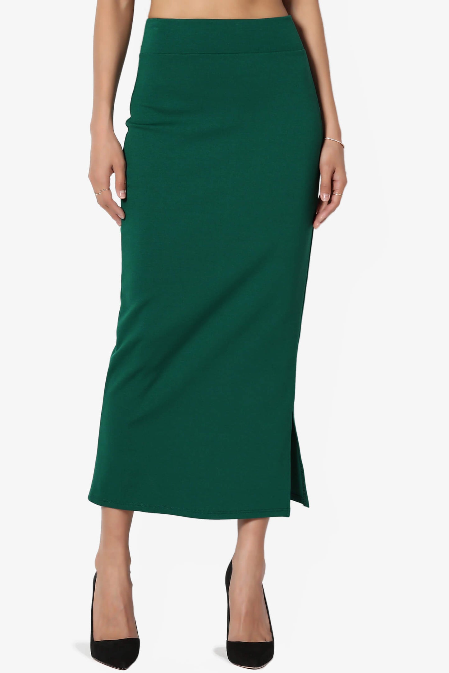 Carleta Mid Calf Pencil Skirt HUNTER GREEN_1