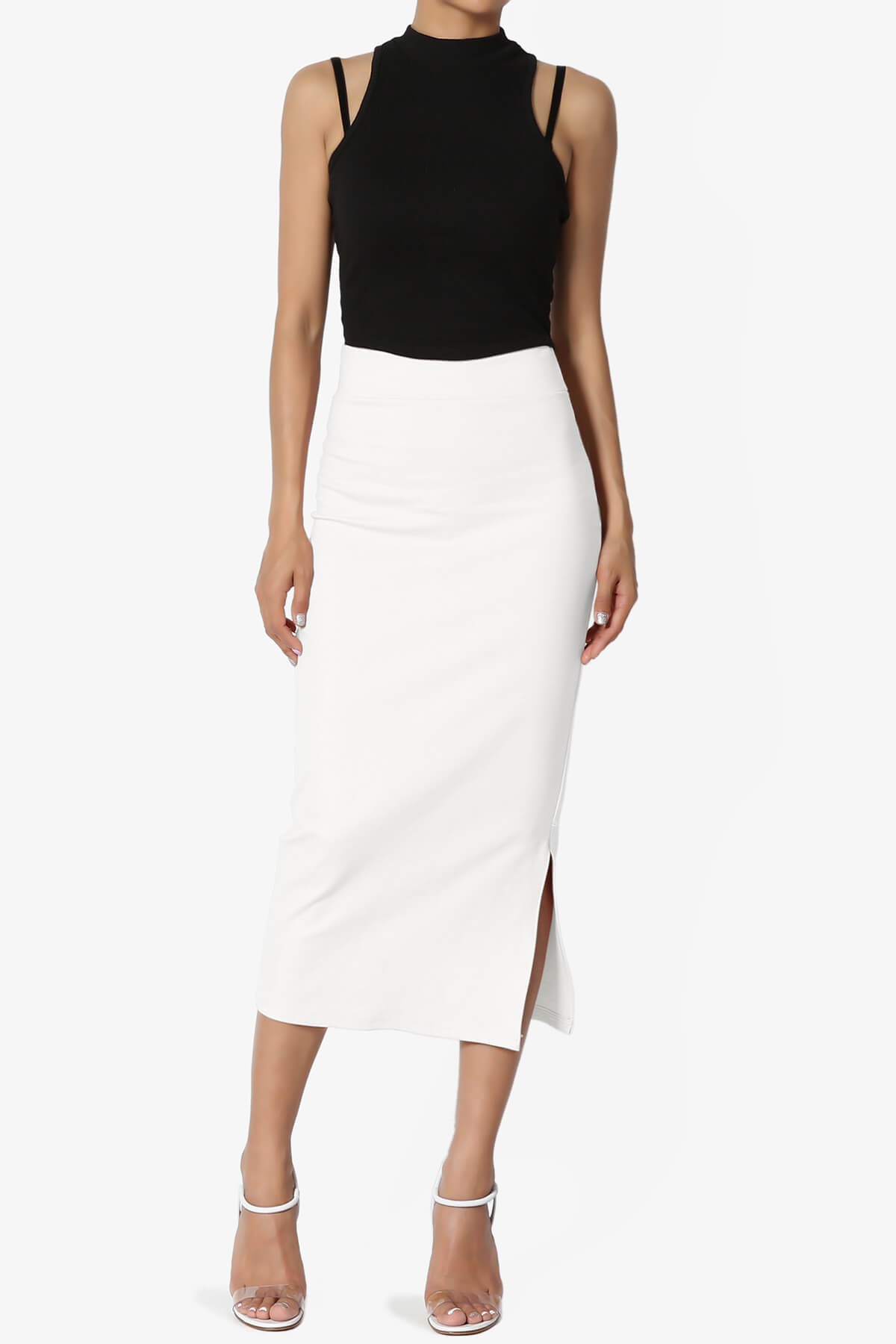 Carleta Mid Calf Pencil Skirt OFF WHITE_6