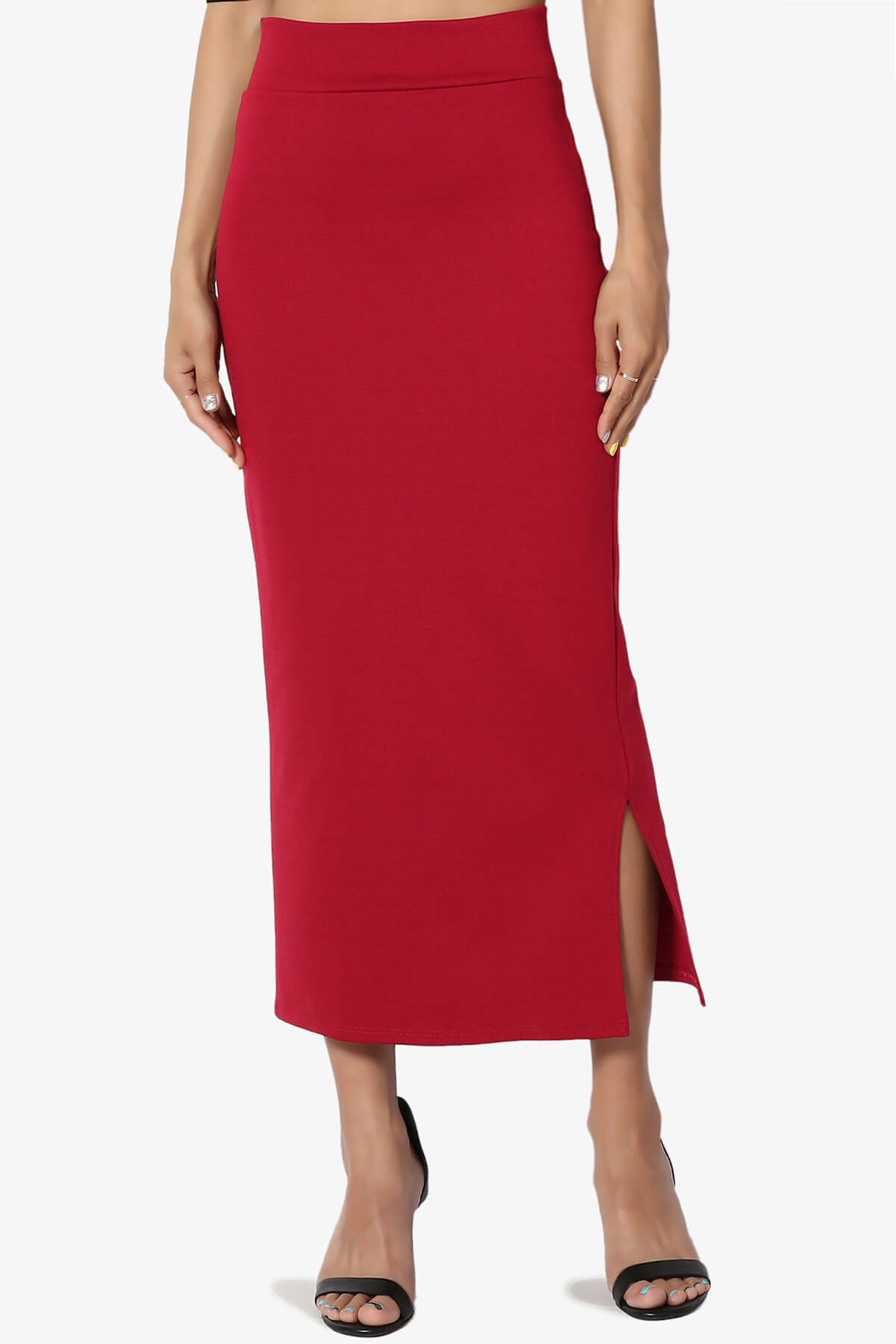 Carleta Mid Calf Pencil Skirt RED_1