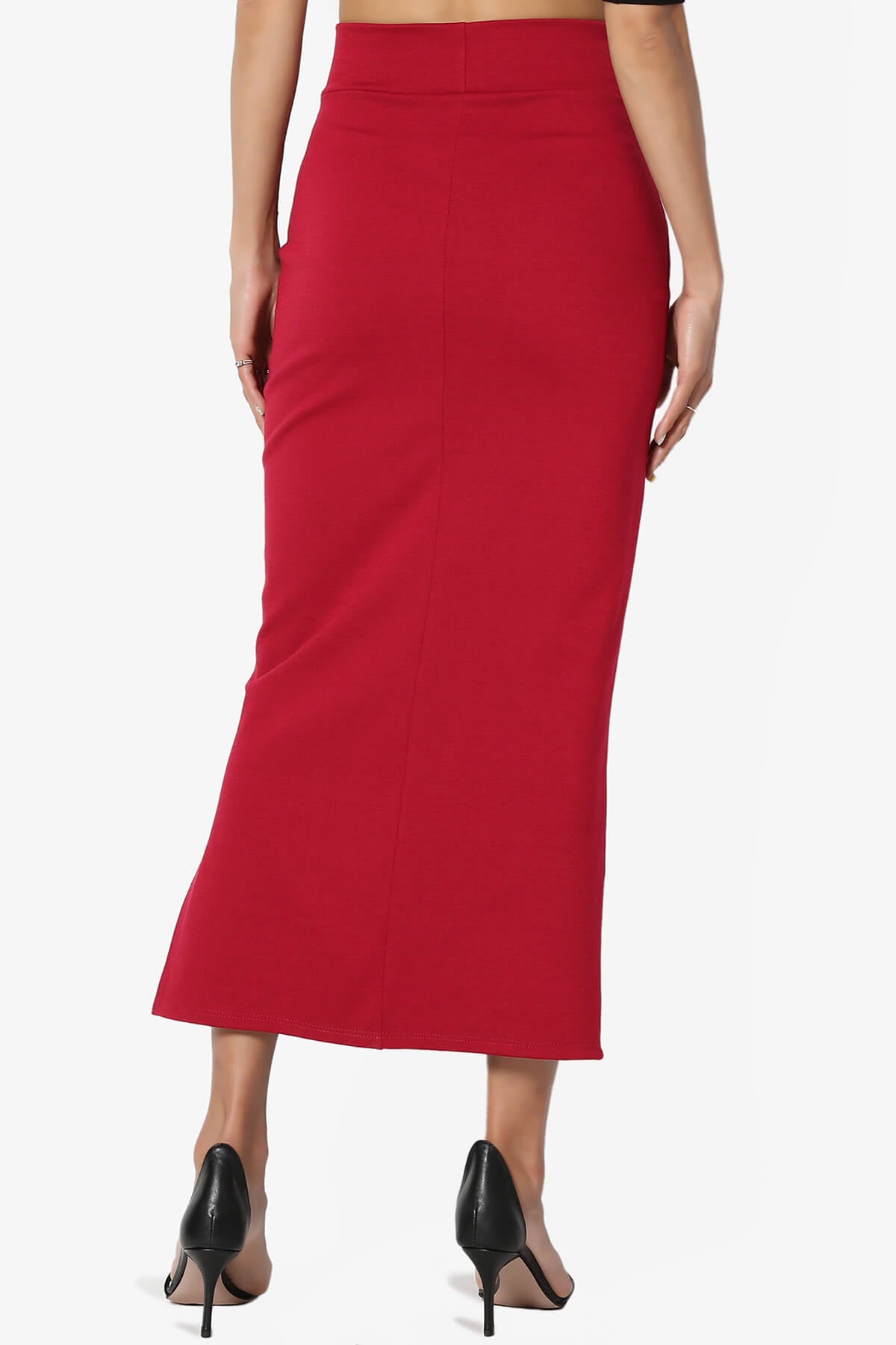 Carleta Mid Calf Pencil Skirt RED_2