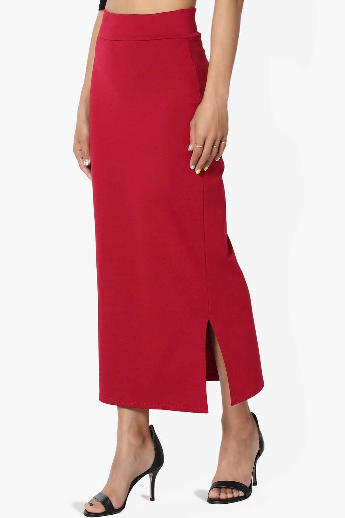 Carleta Mid Calf Pencil Skirt RED_3