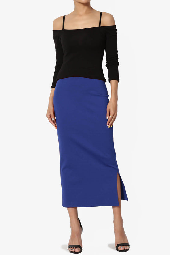 Carleta Mid Calf Pencil Skirt ROYAL BLUE_6
