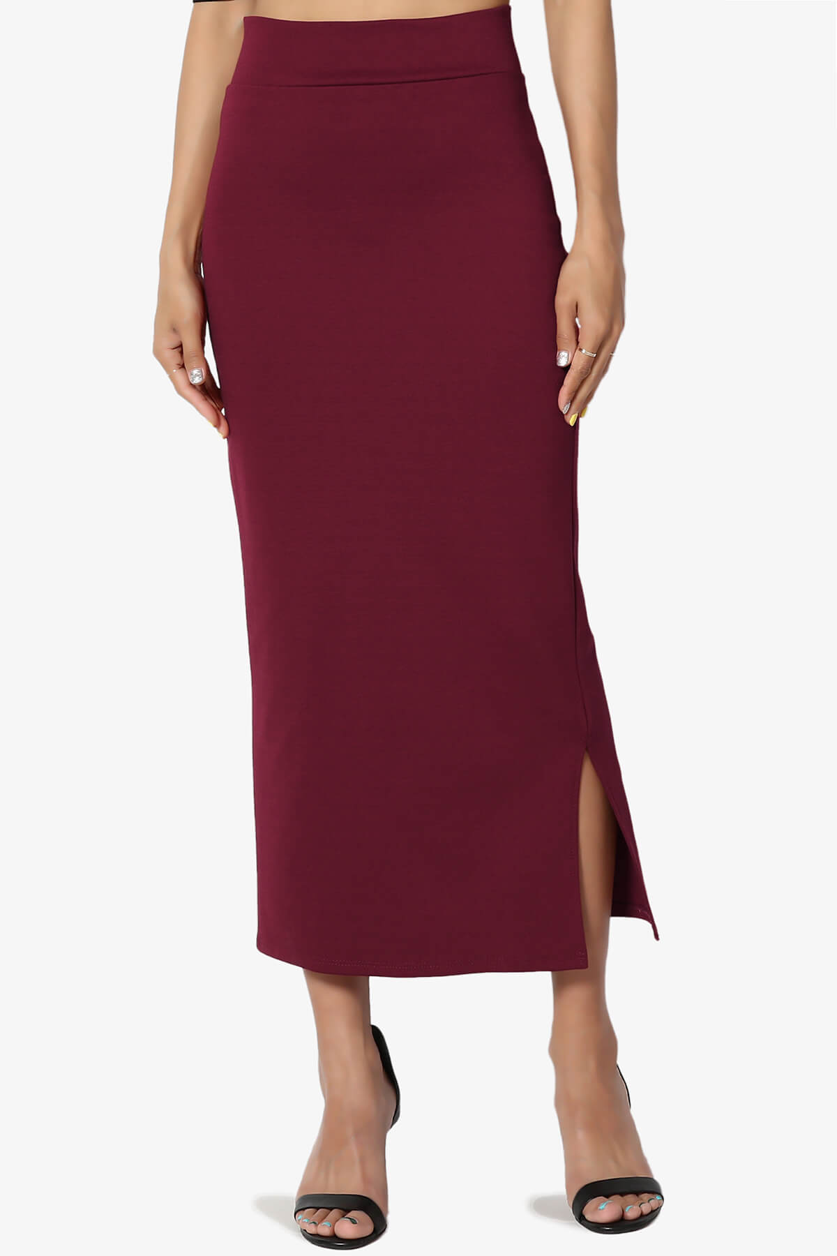 Carleta Mid Calf Pencil Skirt WINE_1