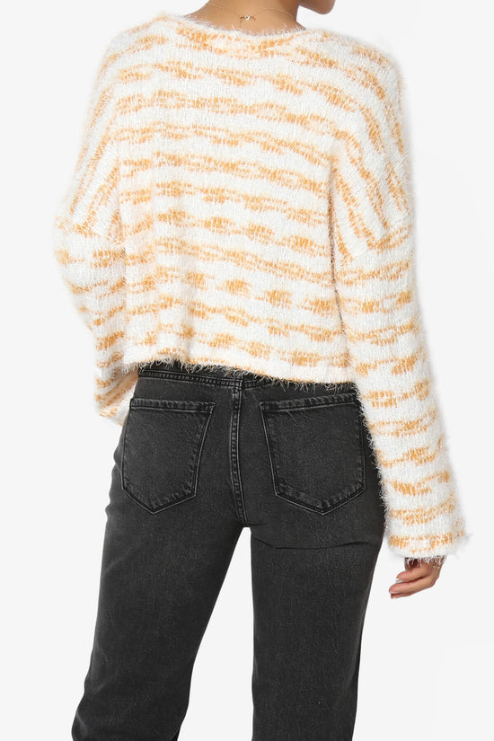Carrine Fuzzy Stripe Crop Sweater MUSTARD_2