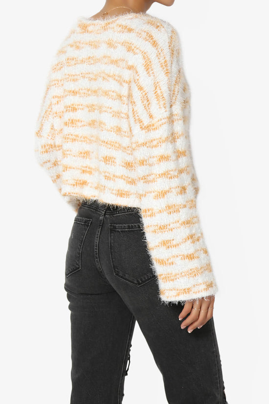 Carrine Fuzzy Stripe Crop Sweater MUSTARD_4