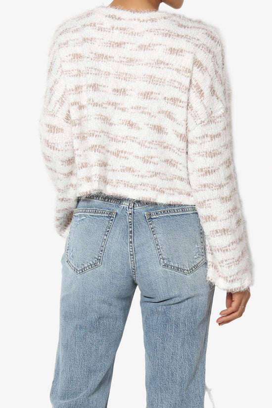 Carrine Fuzzy Stripe Crop Sweater TAUPE_2