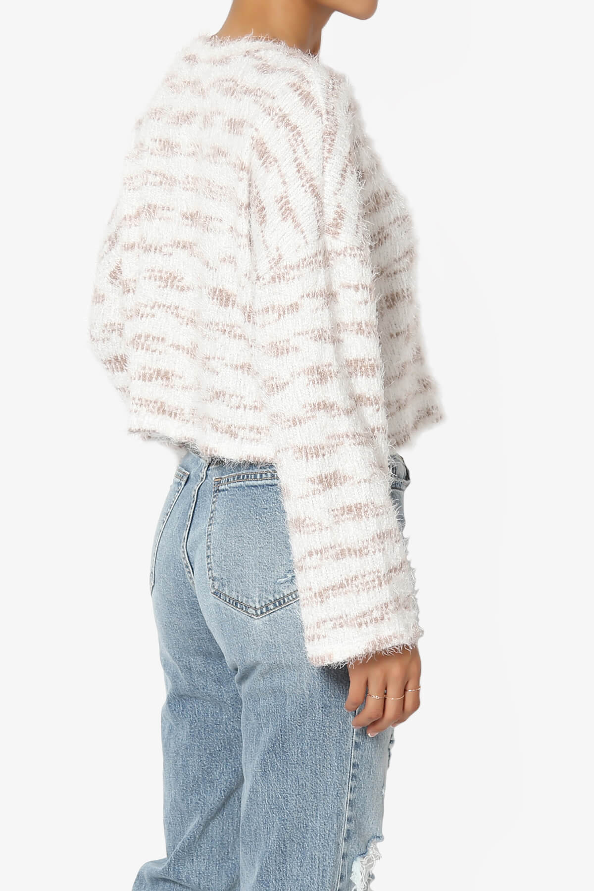 Carrine Fuzzy Stripe Crop Sweater TAUPE_4