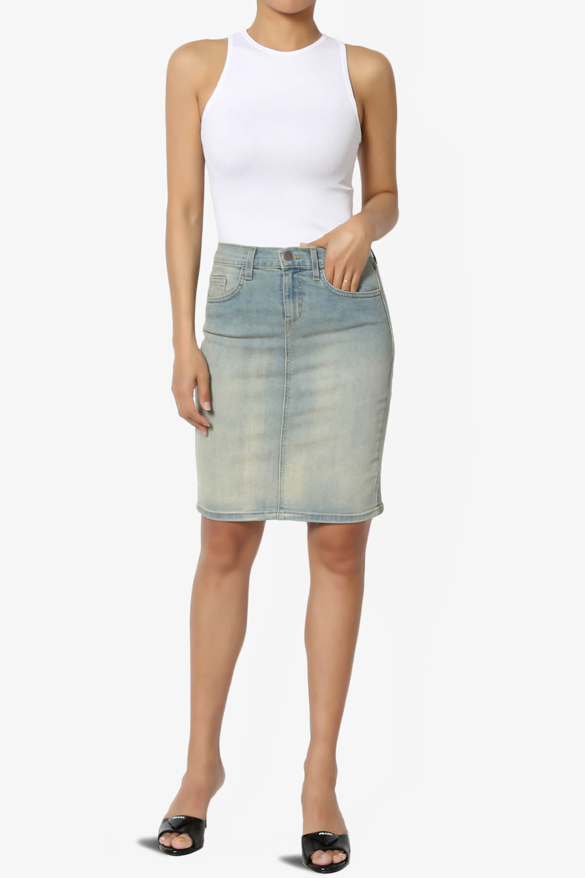 Load image into Gallery viewer, Celvin Washed Denim Mini Skirt LIGHT_6
