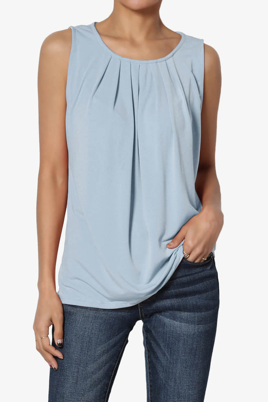 Load image into Gallery viewer, Chaffee Pleat Neck Tank Top ASH BLUE_1
