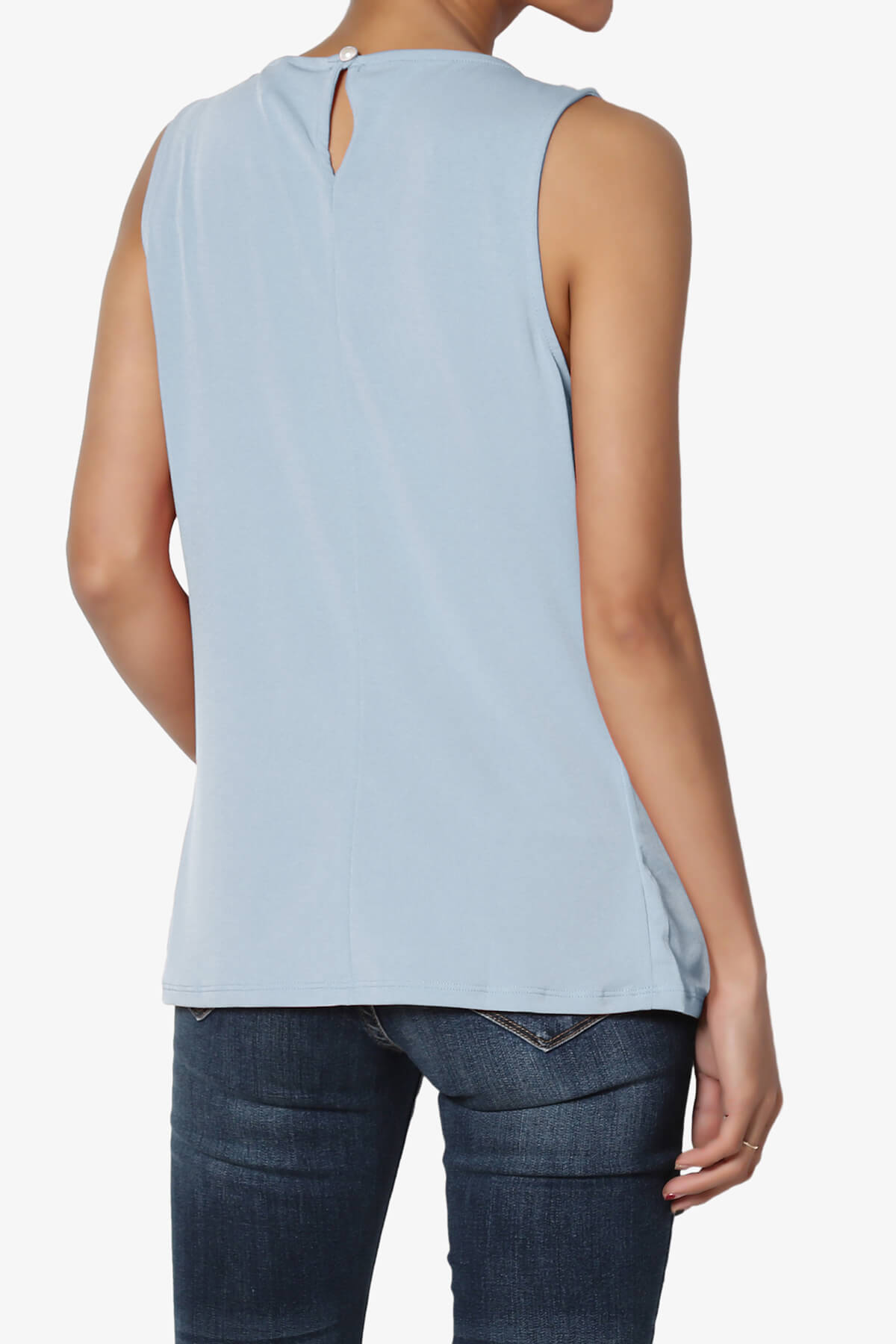 Load image into Gallery viewer, Chaffee Pleat Neck Tank Top ASH BLUE_2
