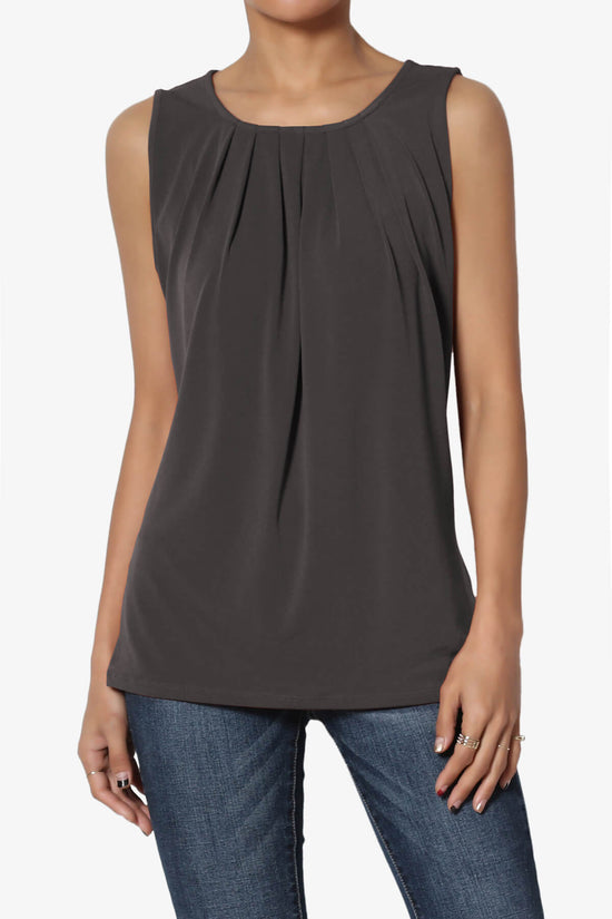 Chaffee Pleat Neck Tank Top ASH GREY_1