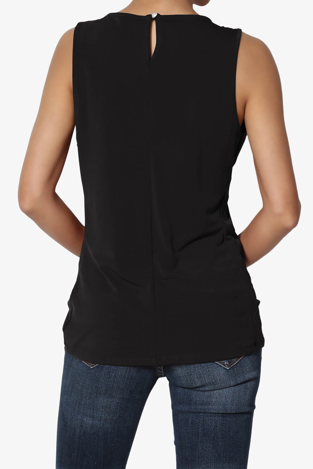 Chaffee Pleat Neck Tank Top BLACK_2