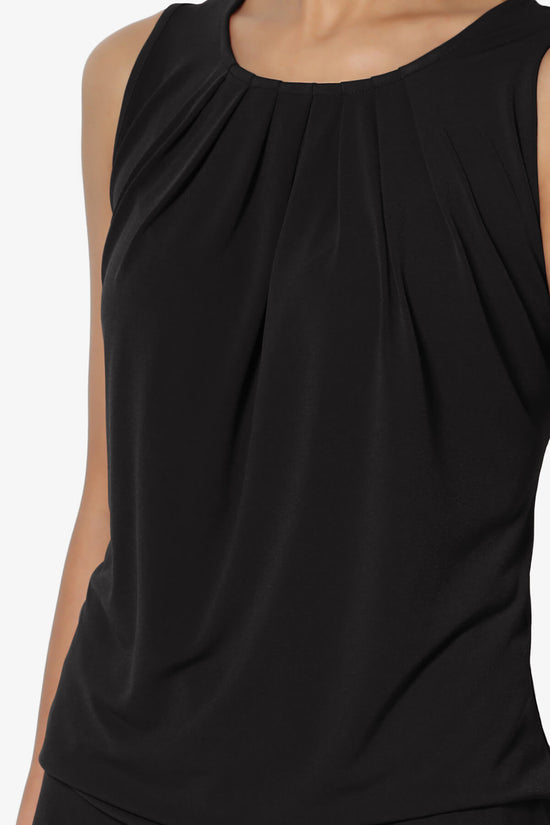 Chaffee Pleat Neck Tank Top BLACK_5